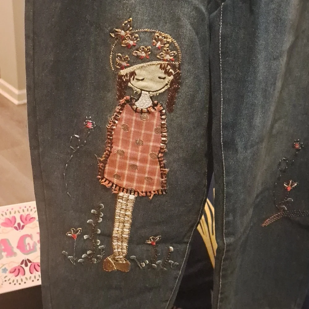 BUY 4 $38.....NWT ELASTIC WAIST DENIM PANTS - Picture 2 of 8